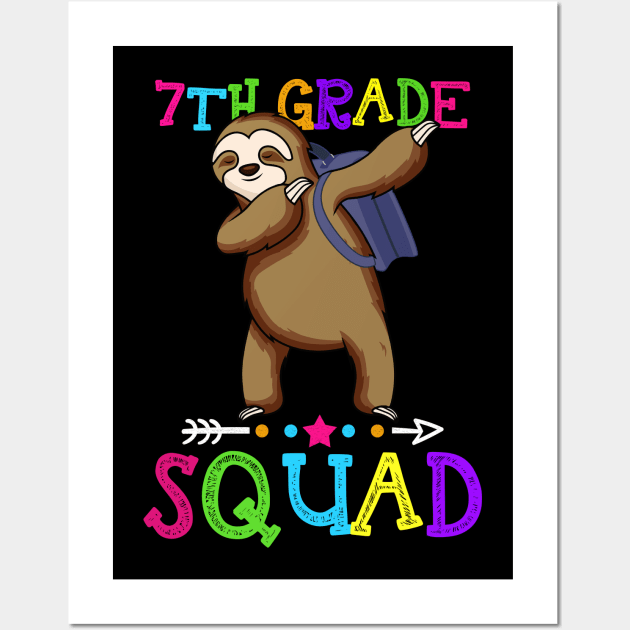 Sloth Team 7th Grade Squad Teacher Back To School Wall Art by kateeleone97023